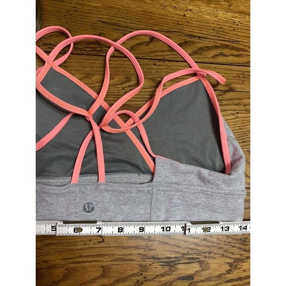 Lululemon Strappy Sports Bra Size 10 Gray/peach Sz10 - Picture 4 of 5